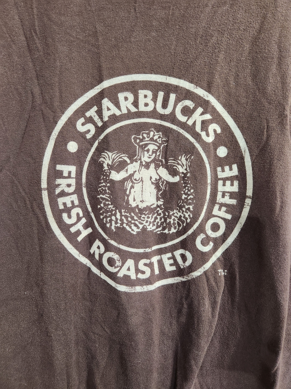 Starbucks Men’s Brown T-Shirt Siren Fresh Roasted Coffee Retro Vintage Logo Xl